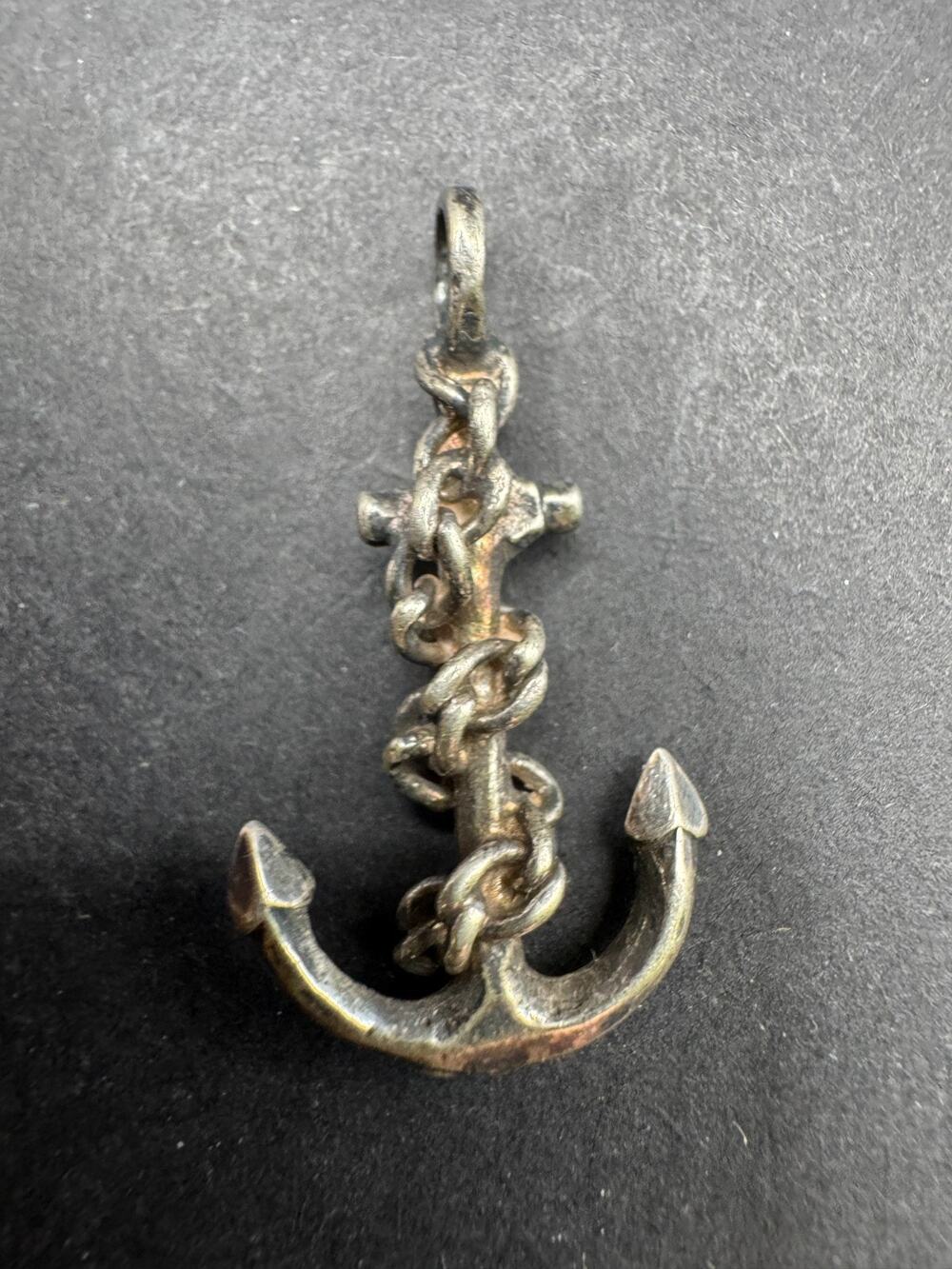 Vintage Sterling Silver 925 Necklace Pendant Charm Rope and Anchor 33.3mm